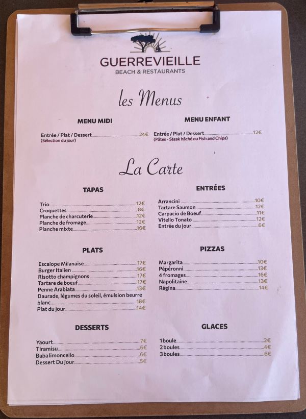 carte menu